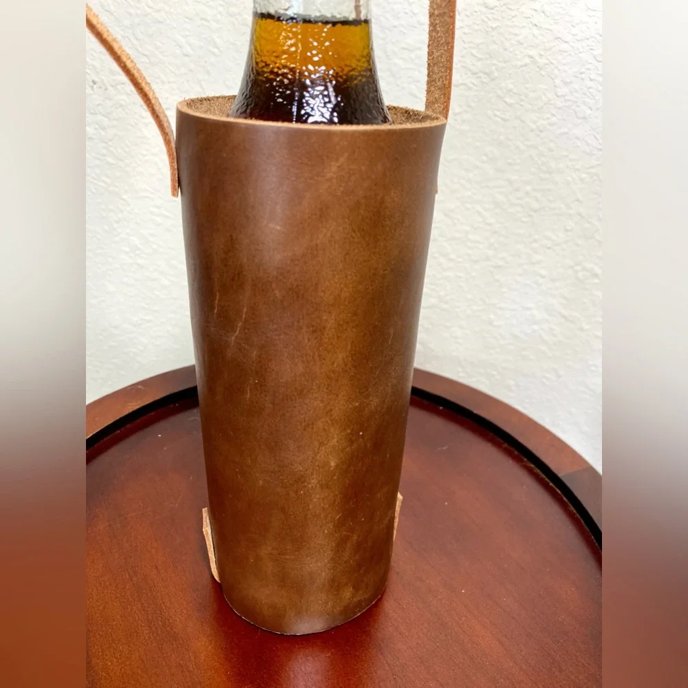 Leather Bottle Holder Tote